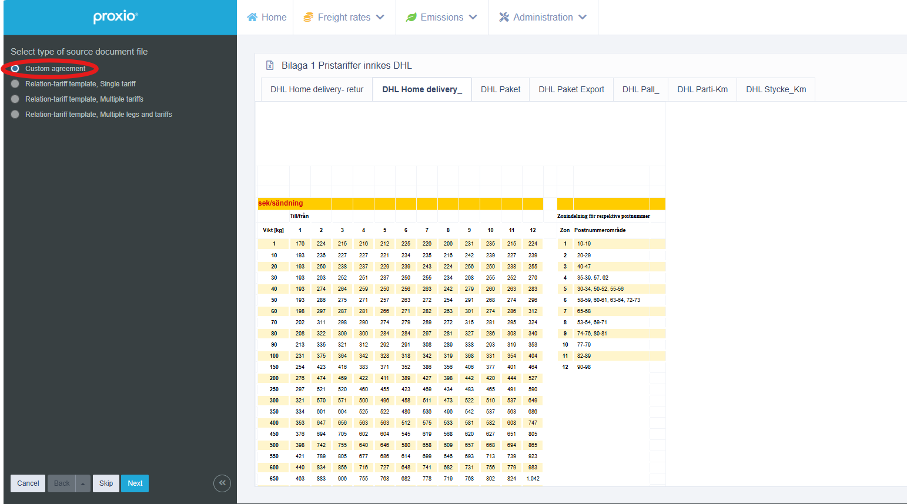 Step 1 - Select Rate Sheet